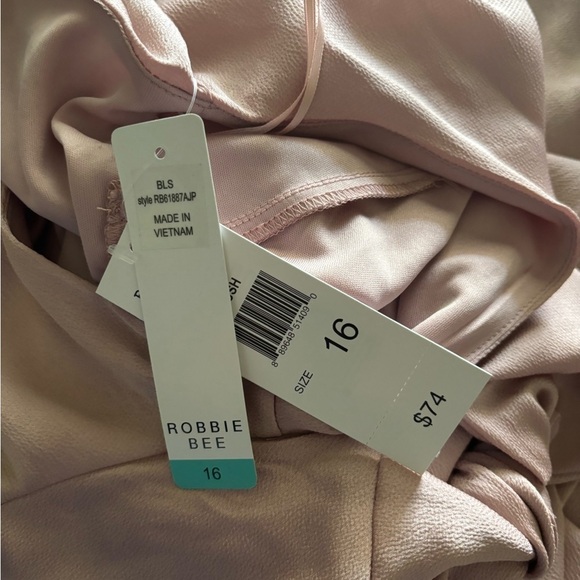 NWT Bobbie Bee Sleeveless Trapeze Dress Size 16 Blush Rose Cowl Neck Short Dress - Picture 7 of 12